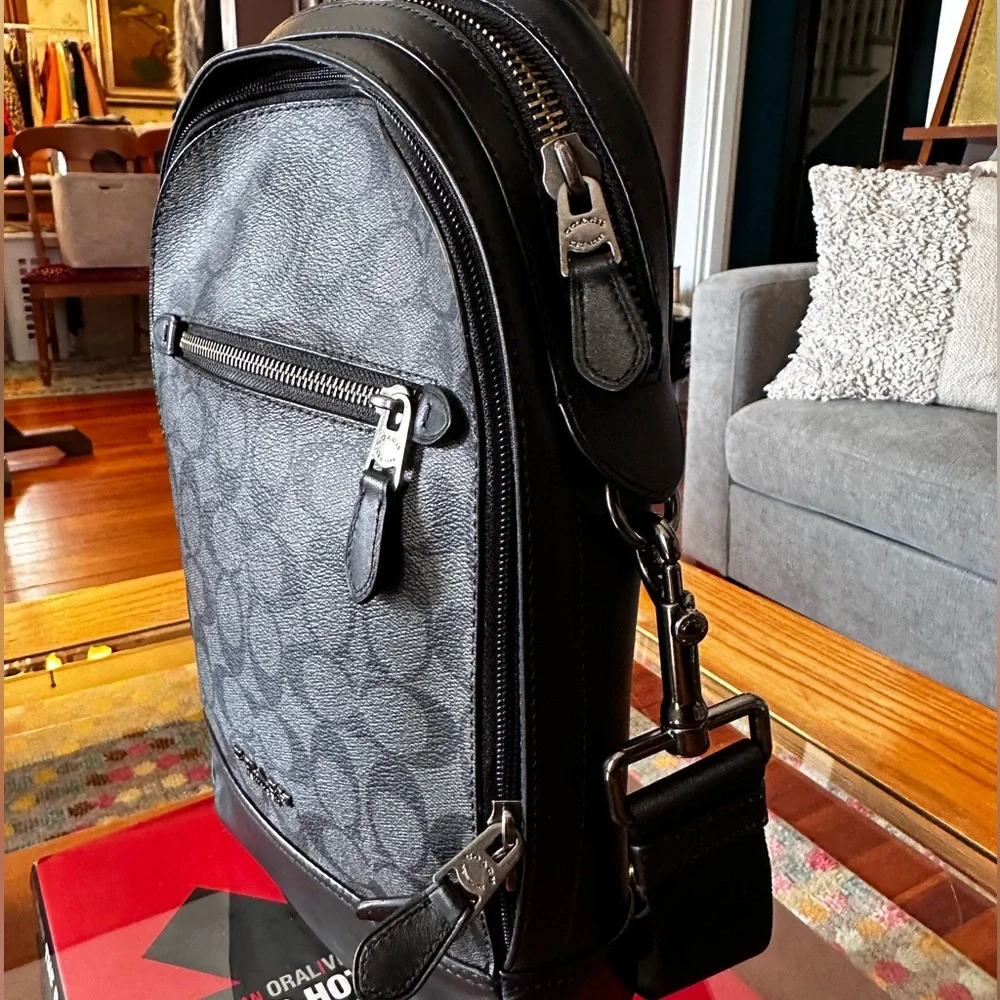 Coach Graham Pack Signature monogram in gunmetal gray black crossbody unisex - Picture 3 of 11